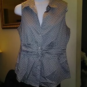 NYC Sleeveless Blouse Black White Size L